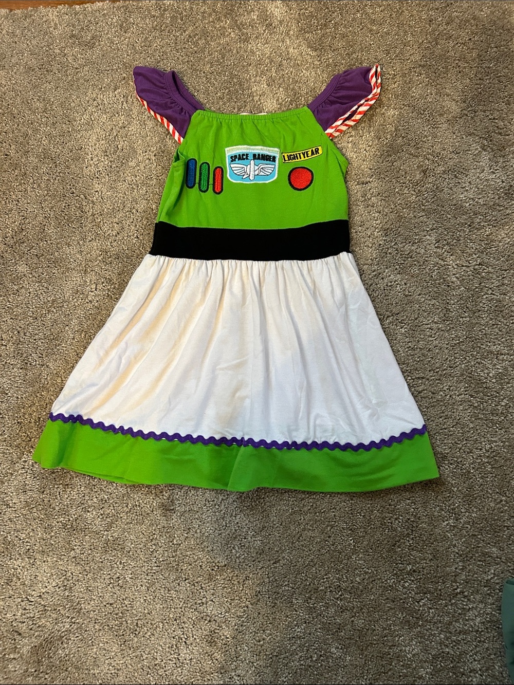 Buzz Lightyear Inspired Green & White Girls Costume Dress
